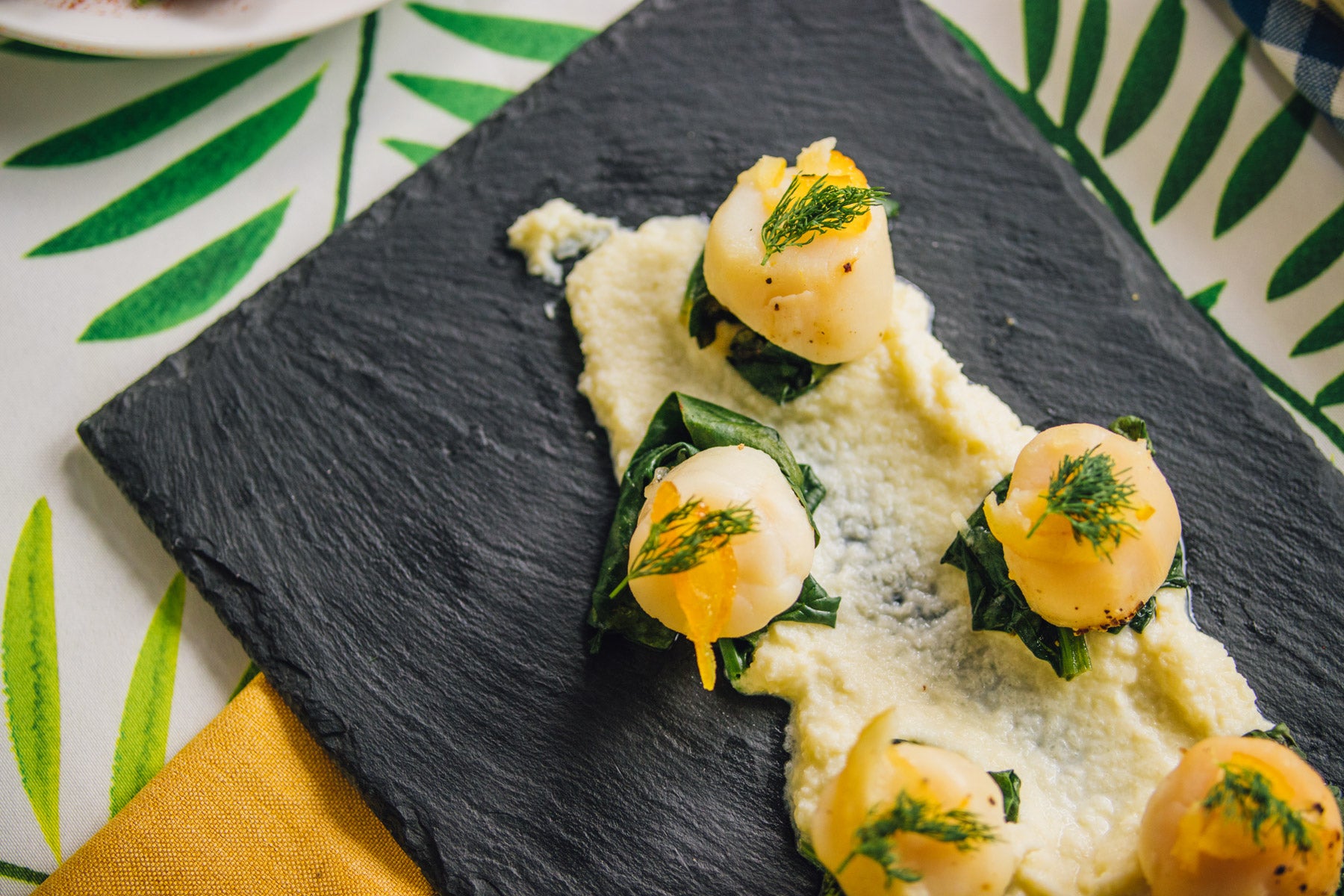 Scallops and Spinach with Yuzu Cauliflower Puree